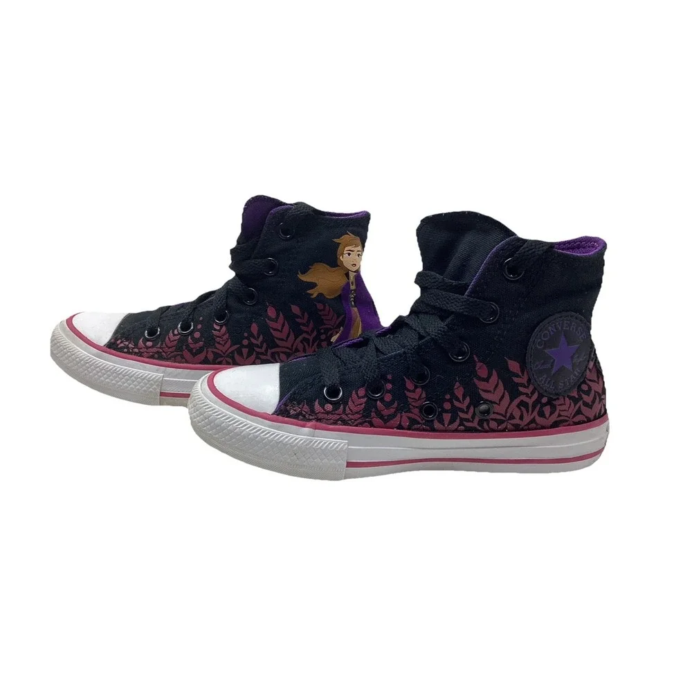 Converse Sz 2 Frozen Anna All Stars Chuck Taylor High Top Sneakers Girl Disney